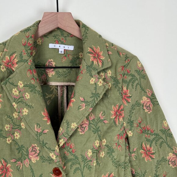 Vintage Jacquard Woven Embroidery Foral Blazer Jacket Coat Tapestry Cottagecore - Picture 2 of 7